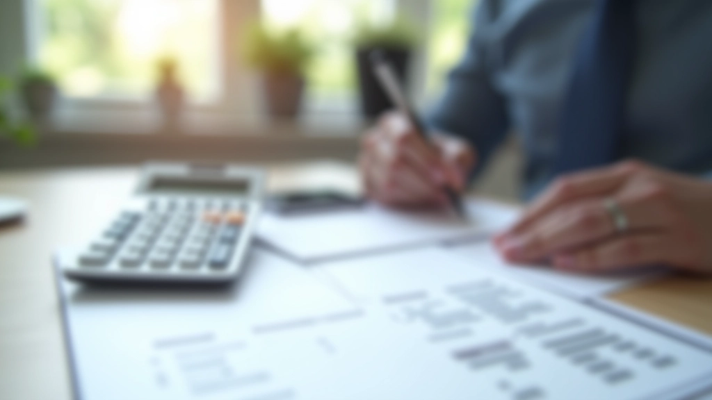 Taschenrechner und Notizblock mit Berechnungen zur Grundzulage und Einzahlungsquote