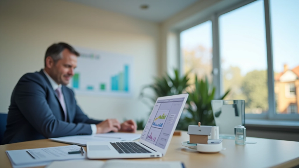 Moderne Beratungsstelle mit Finanzübersichten und modernem Büroumfeld